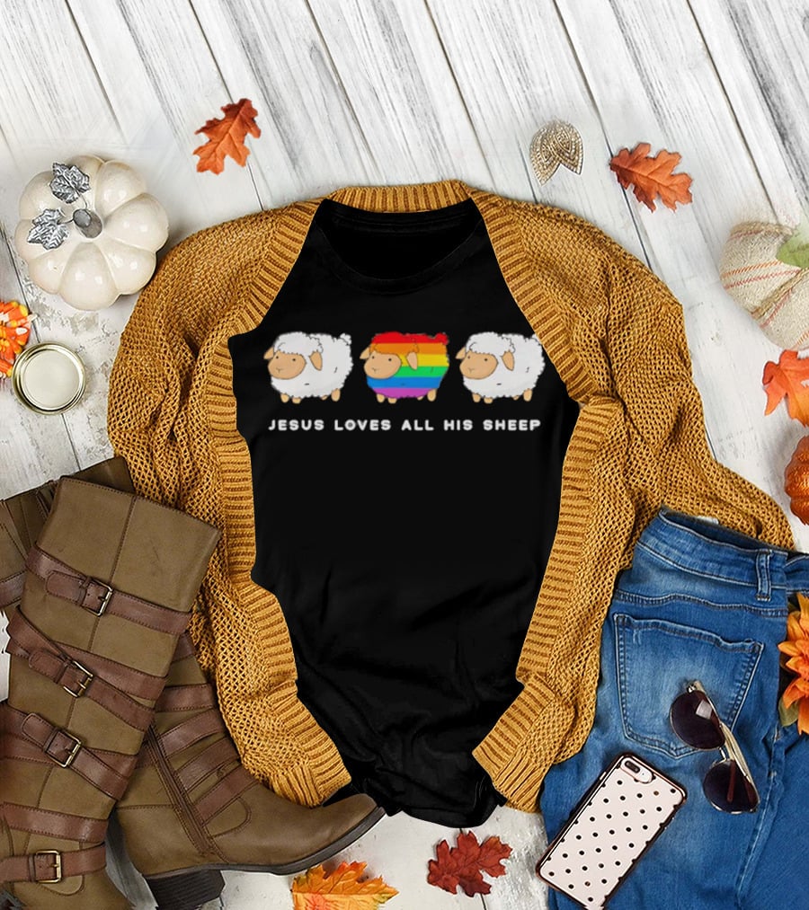 Jesus Loves All His Sheep Rainbow Pride Inclusion T-Shirt