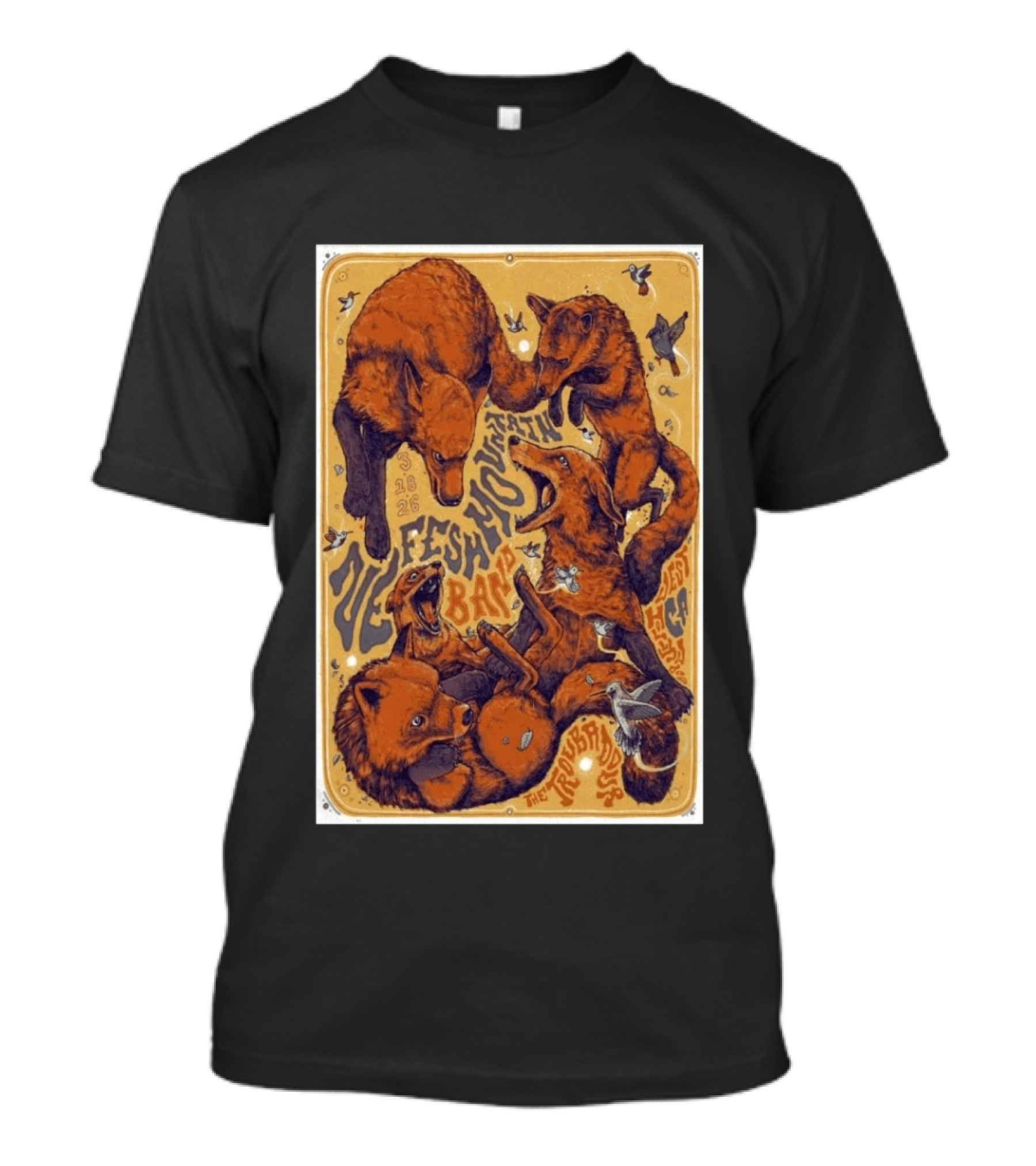 Nefesh Mountain March 18 2026 Troubadour West Hollywood CA Wildlife Foxes And Birds T-Shirt