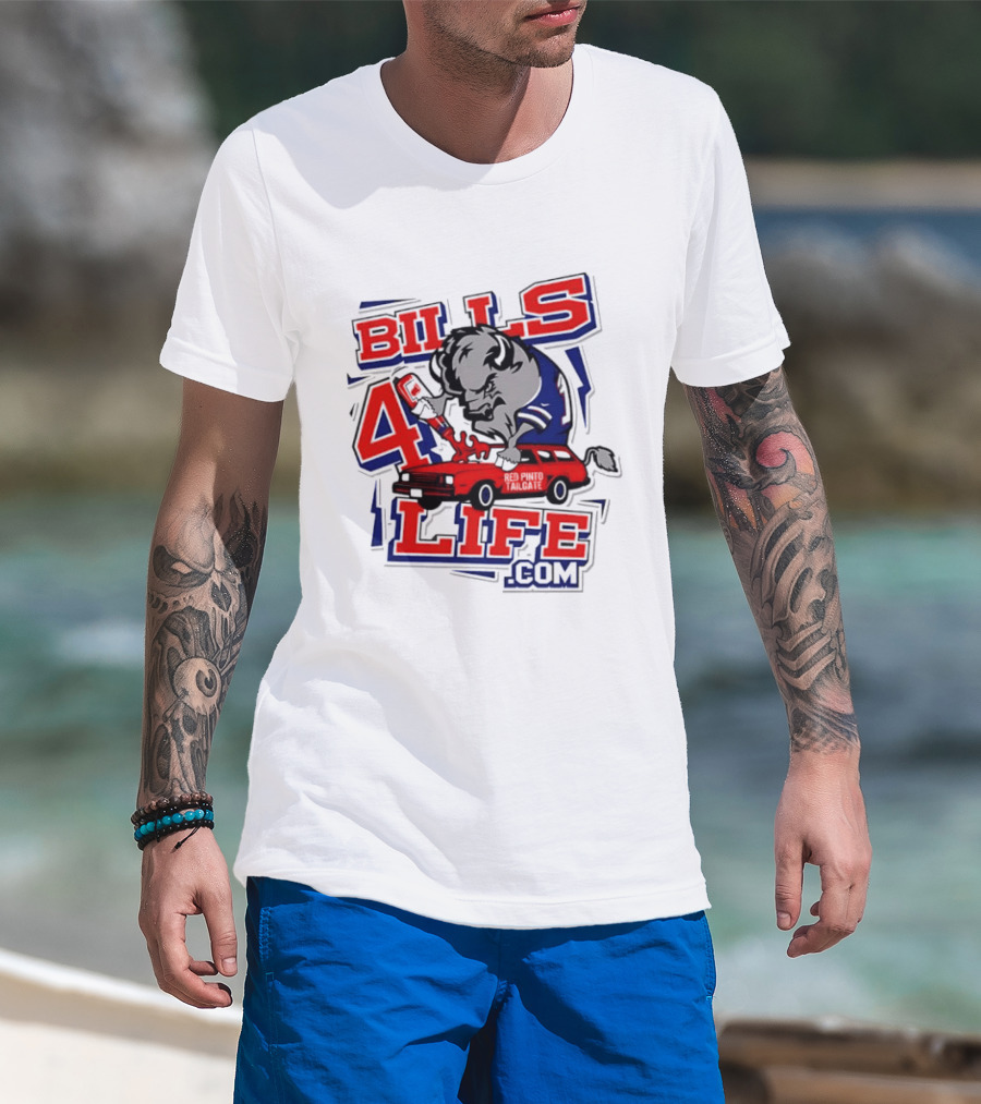 BILLS 4 LIFE COM Buffalo And Jumping Car T-Shirt