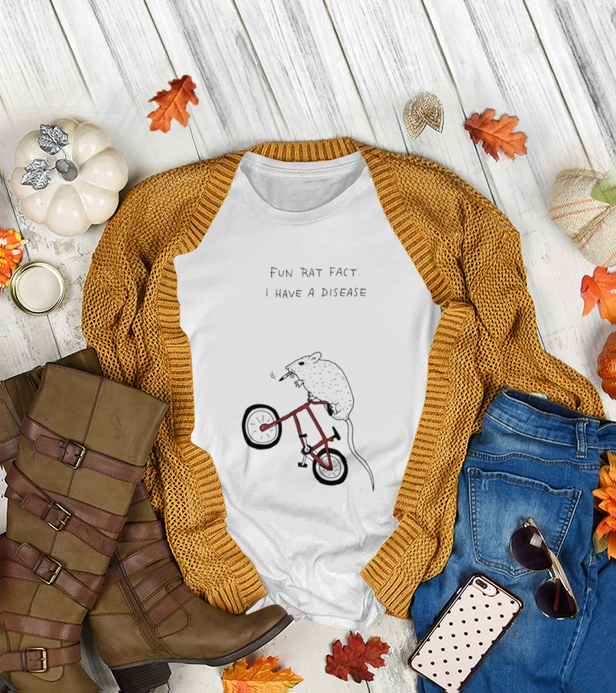 Fun Rat Fact I Have a Disease Rat on Bicycle T-Shirt