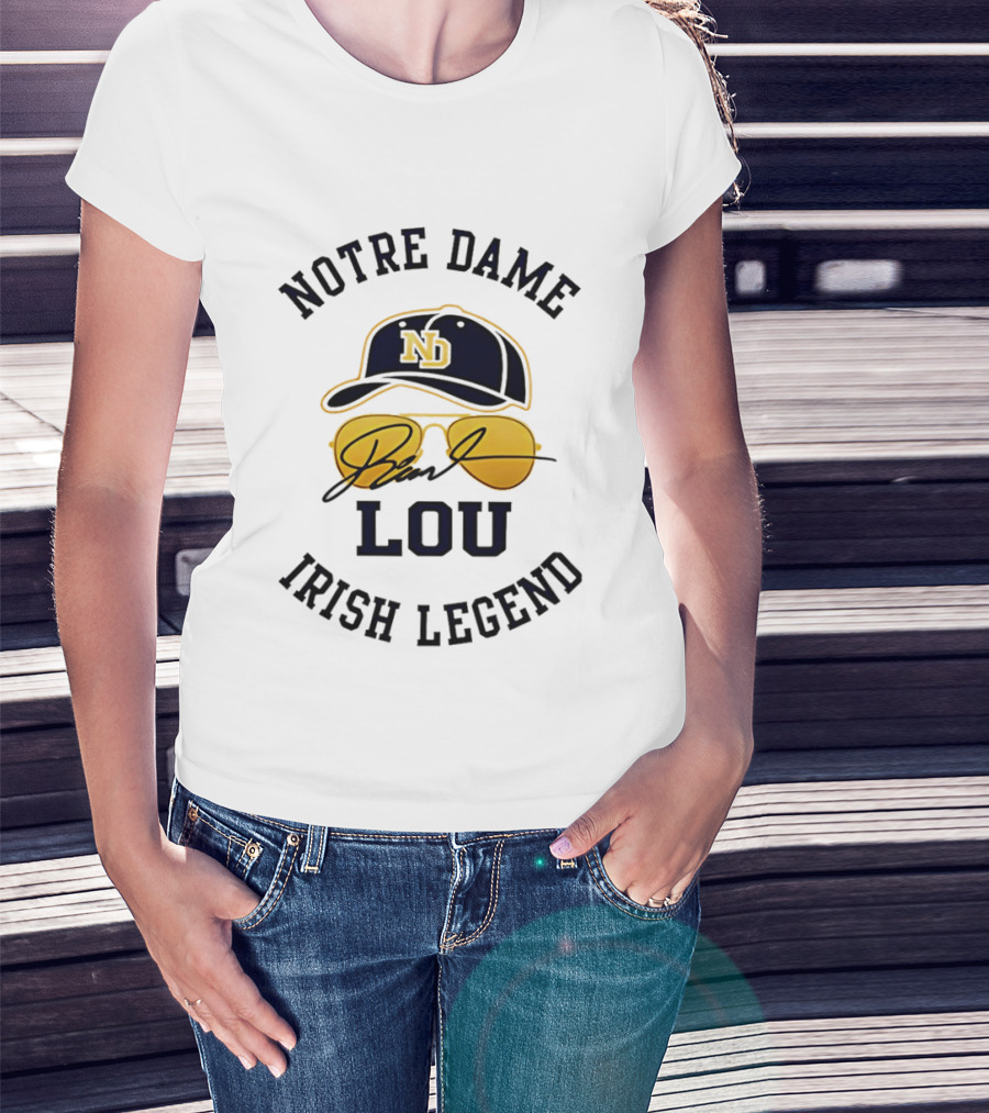 Notre Dame Irish Legend Lou Holtz ND Hat Signature T-Shirt