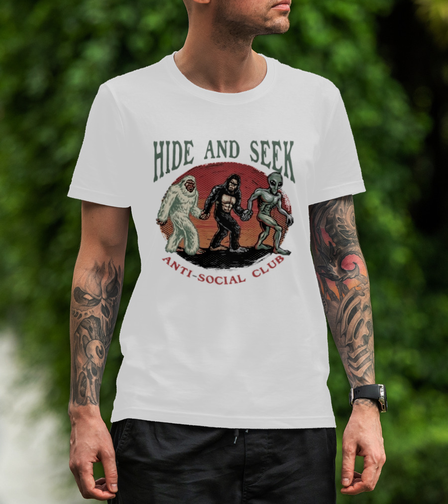 Hide And Seek Anti Social Club Yeti Bigfoot Alien Collaboration T-Shirt