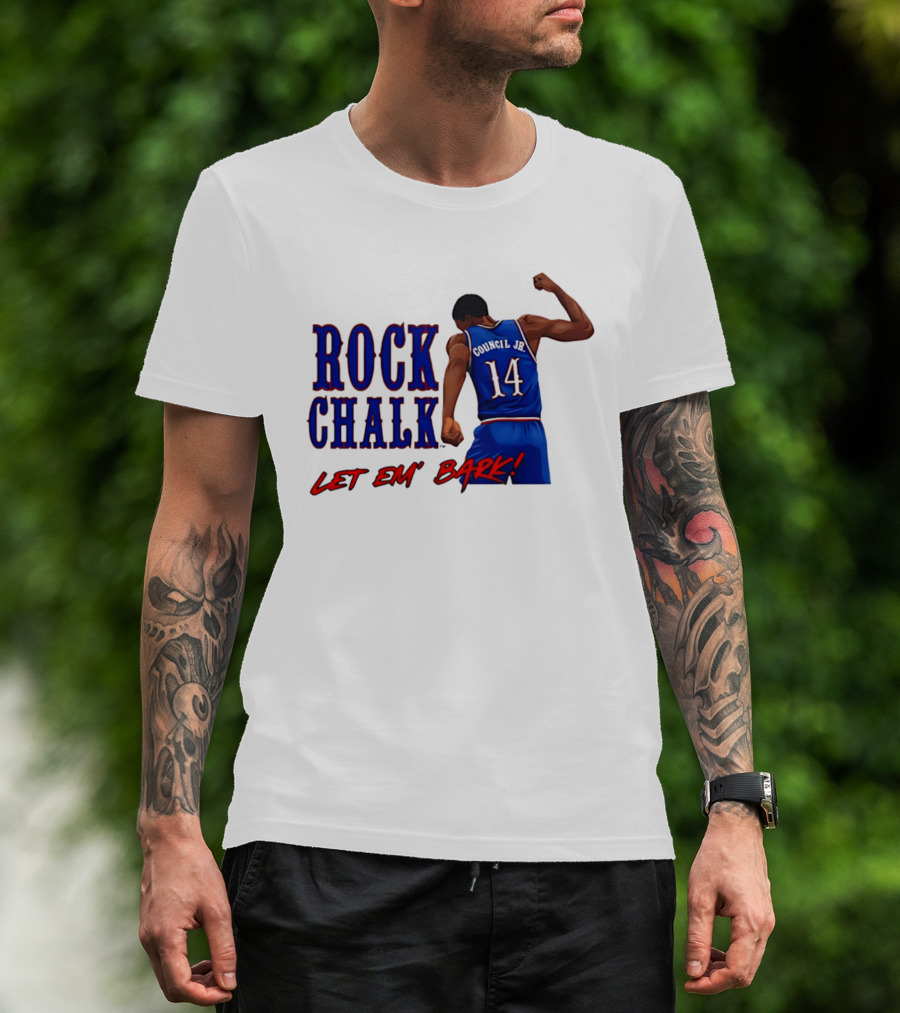 Rock Chalk Melvin Council Jr 14 Let Em' Bark T-Shirt