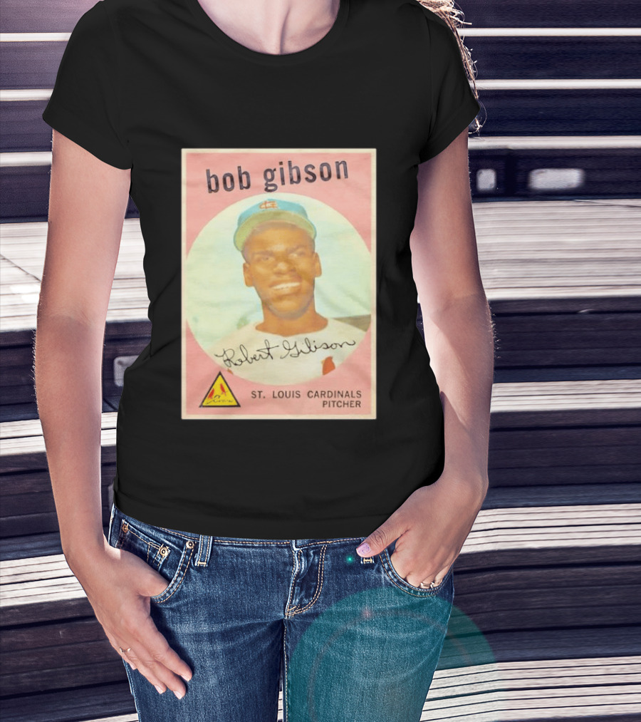 Bob Gibson 1959 St. Louis Cardinals Pitcher Vintage Topps Baseball Card T-Shirt