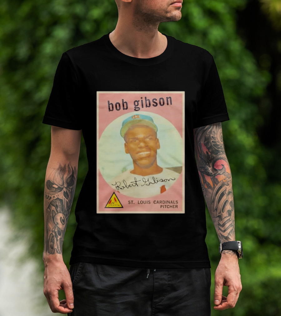 Bob Gibson 1959 St. Louis Cardinals Pitcher Vintage Topps Baseball Card T-Shirt