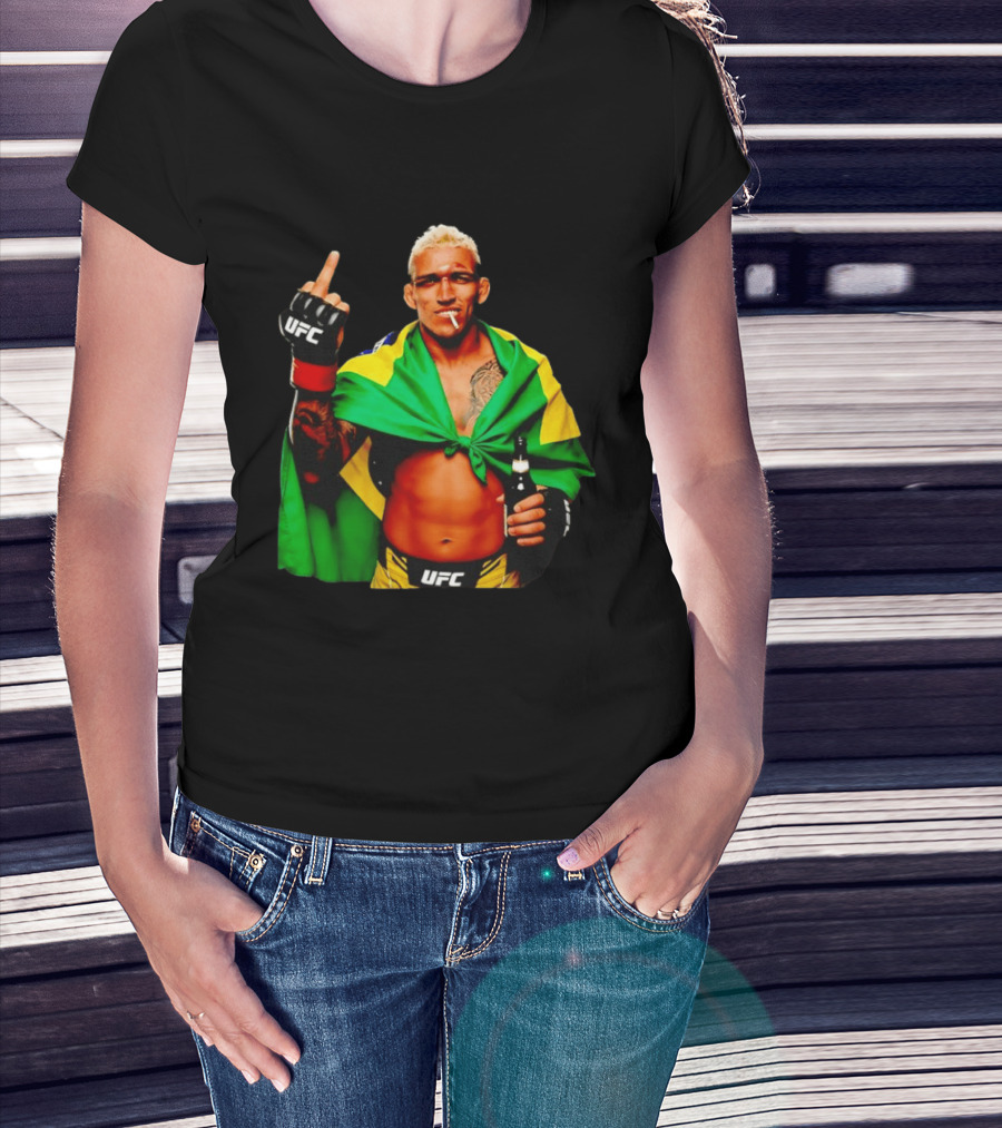 Charles Oliveira UFC Middle Finger Brazilian Flag Fighter T-Shirt