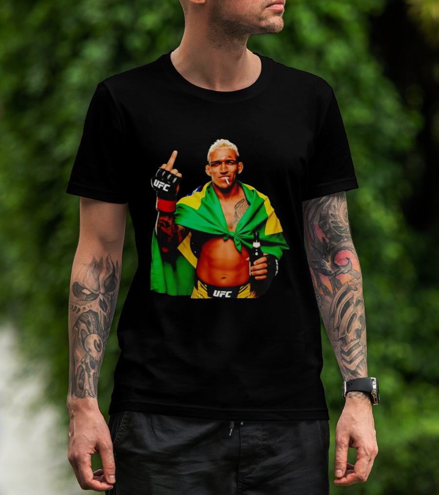 Charles Oliveira UFC Middle Finger Brazilian Flag Fighter T-Shirt