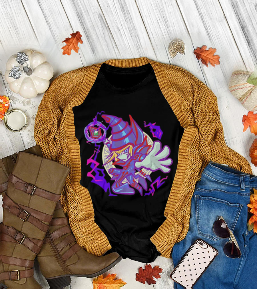 Dark Magician Yu Gi Oh Chibi Style Illustration Mystic Energy Sphere T-Shirt