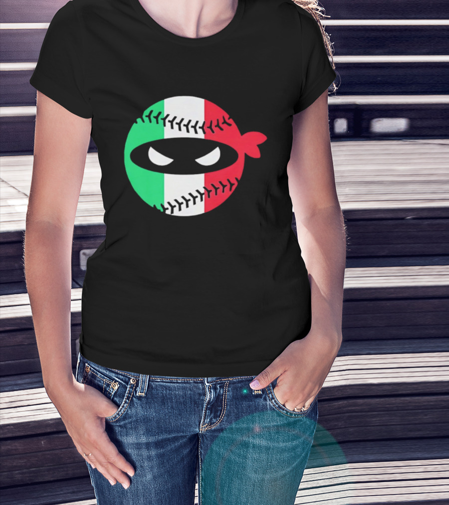 Pitching Ninja Italy Baseball Italian Flag Sports Fan Элита T-Shirt