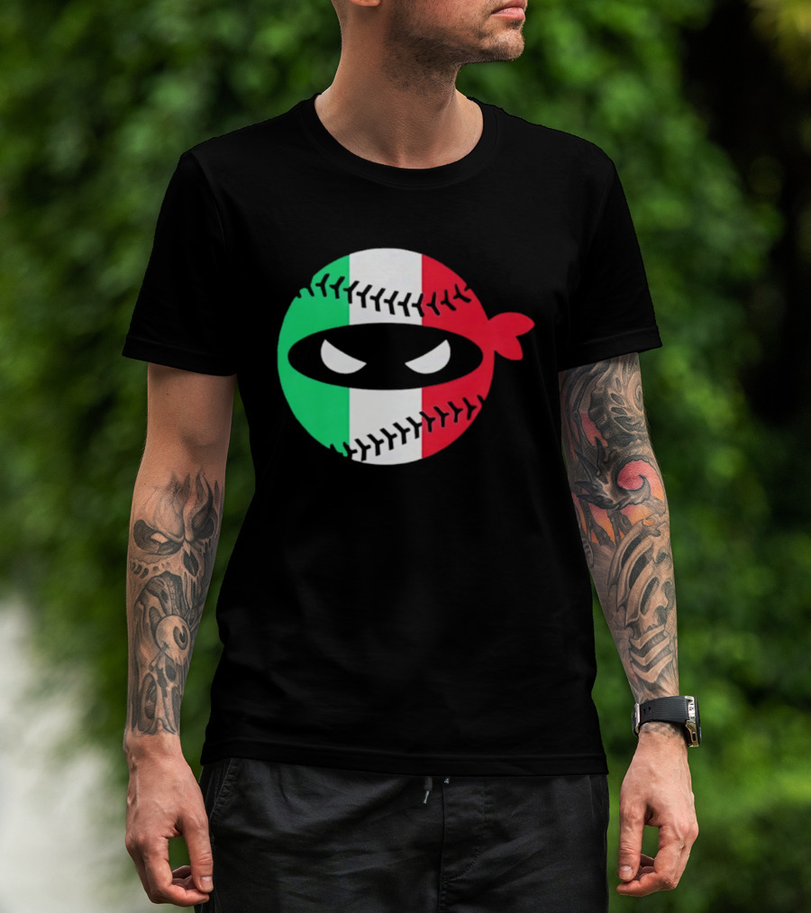 Pitching Ninja Italy Baseball Italian Flag Sports Fan Элита T-Shirt