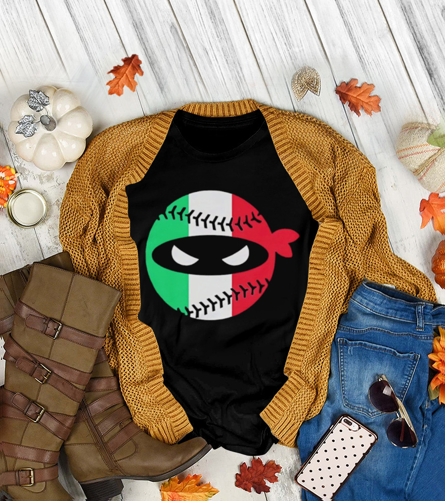 Pitching Ninja Italy Baseball Italian Flag Sports Fan Элита T-Shirt