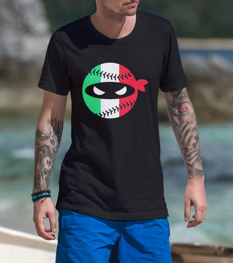 Pitching Ninja Italy Baseball Italian Flag Sports Fan Элита T-Shirt