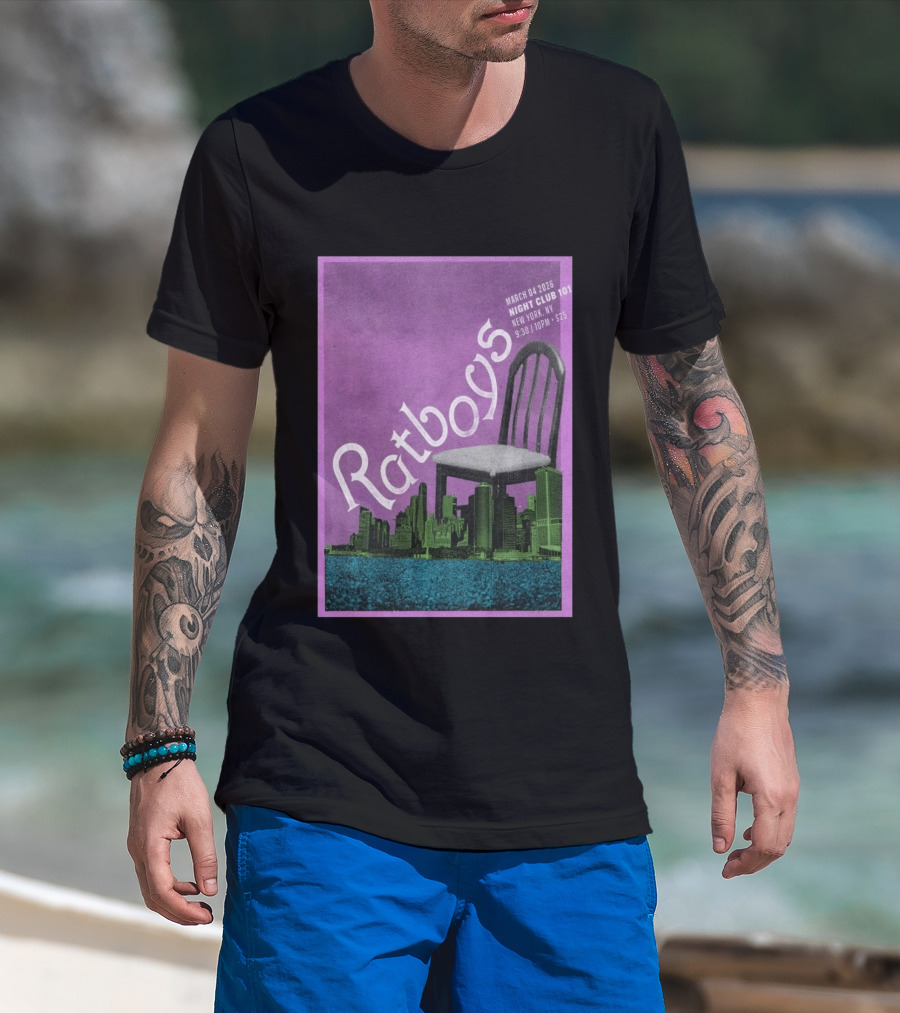 Ratboys March 4 2026 Night Club 101 New York NY Concert Event Chair Cityscape T-Shirt