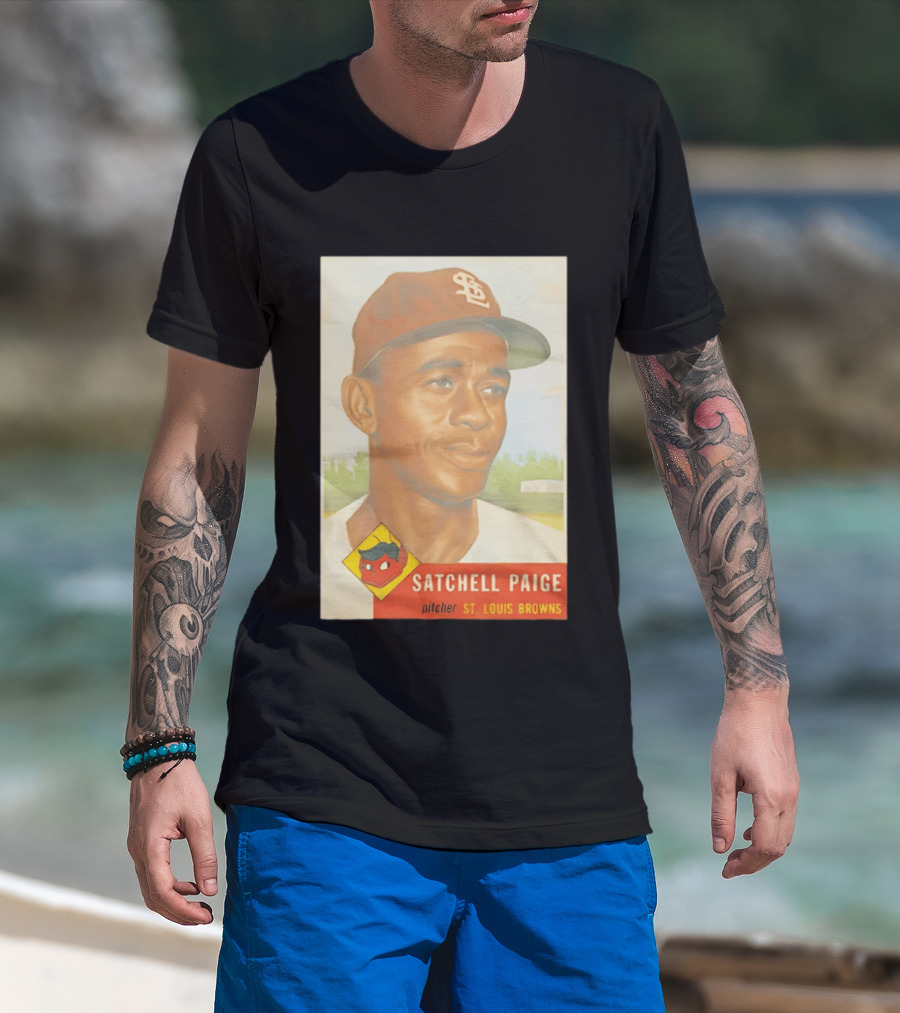 Satchell Paige 1953 Topps St. Louis Browns Pitcher Baseball Card T-Shirt