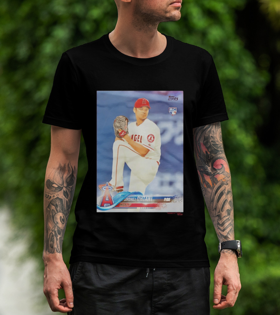 Shohei Ohtani Angels 2018 Topps Baseball Card RC Rookie PDI T-Shirt