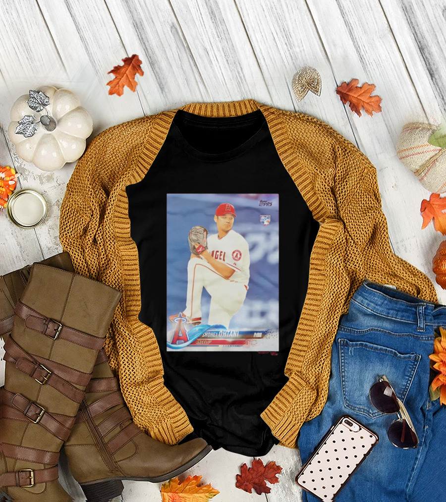 Shohei Ohtani Angels 2018 Topps Baseball Card RC Rookie PDI T-Shirt