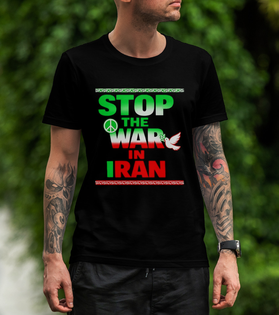 Stop The War In Iran Peace Symbol Dove T-Shirt