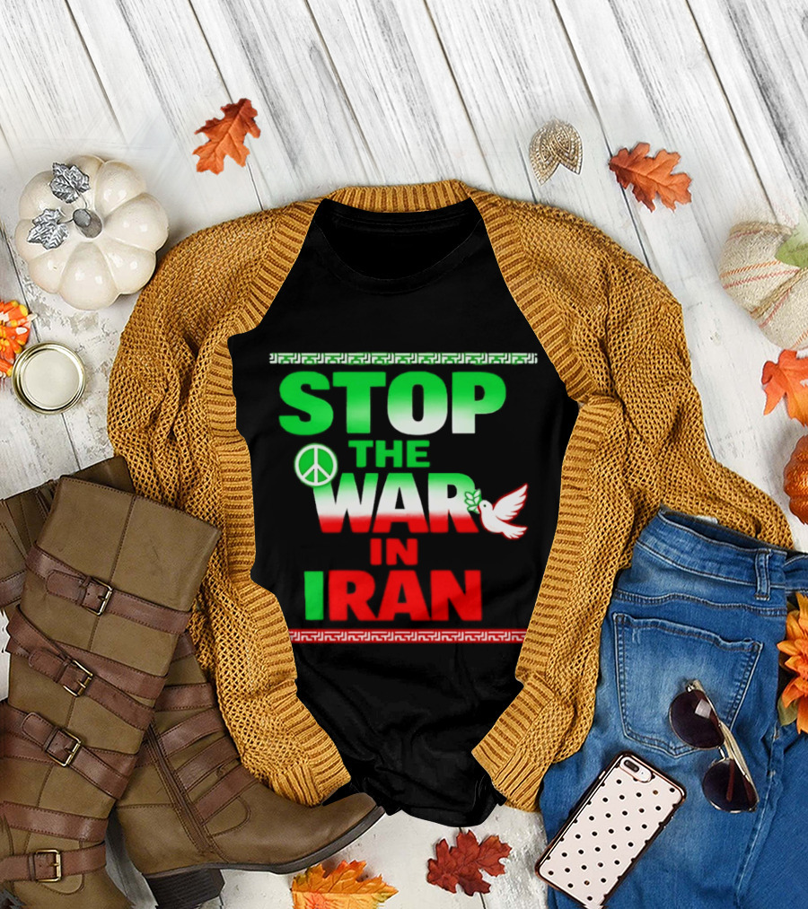 Stop The War In Iran Peace Symbol Dove T-Shirt