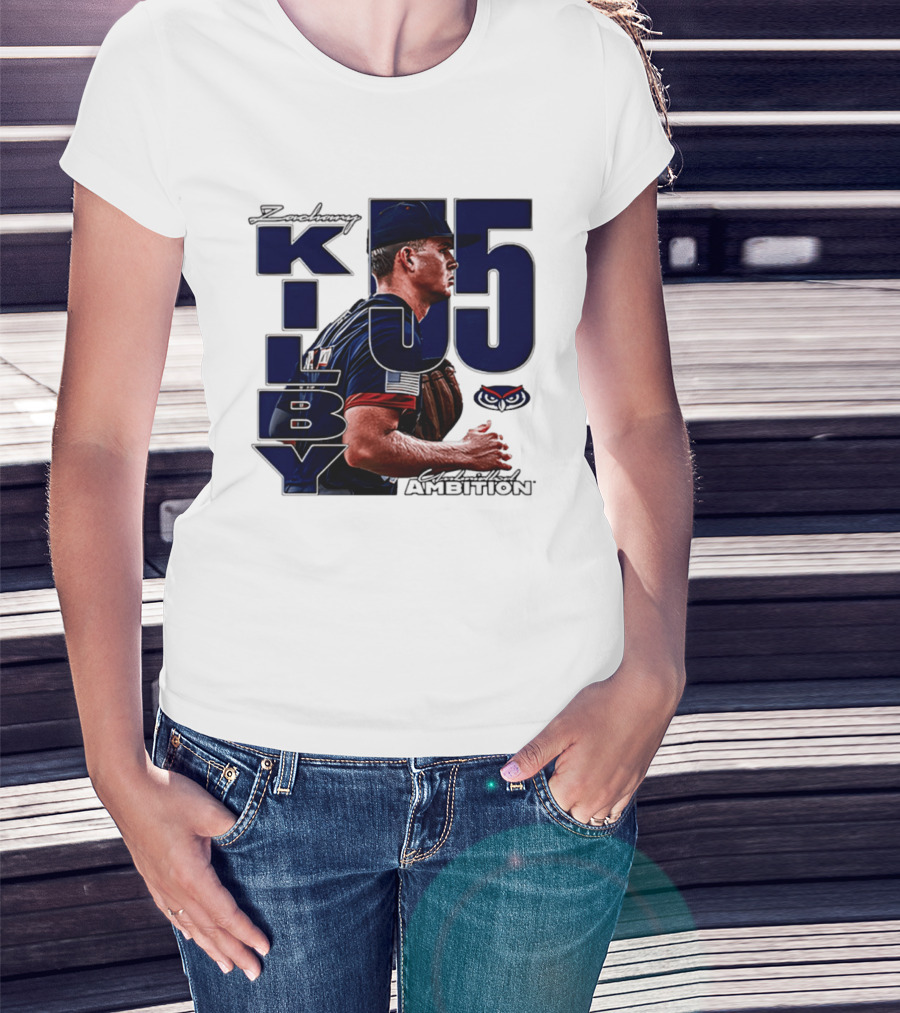 Zach Kilby 55 Baseball Ambition FAU Owls T-Shirt