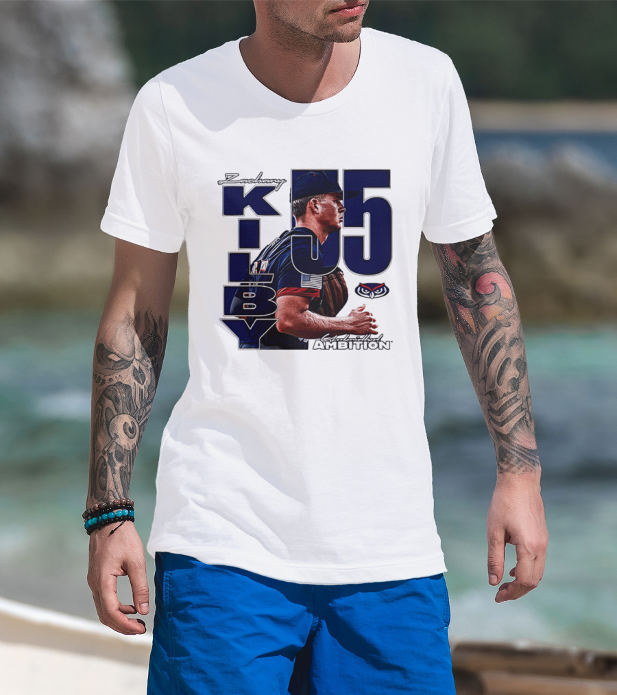 Zach Kilby 55 Baseball Ambition FAU Owls T-Shirt