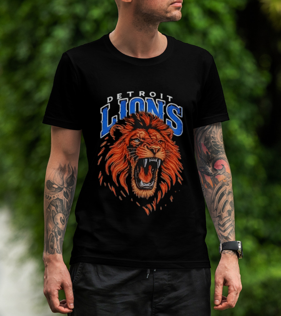 Detroit Lions Roaring Lion Head NFL Team T-Shirt