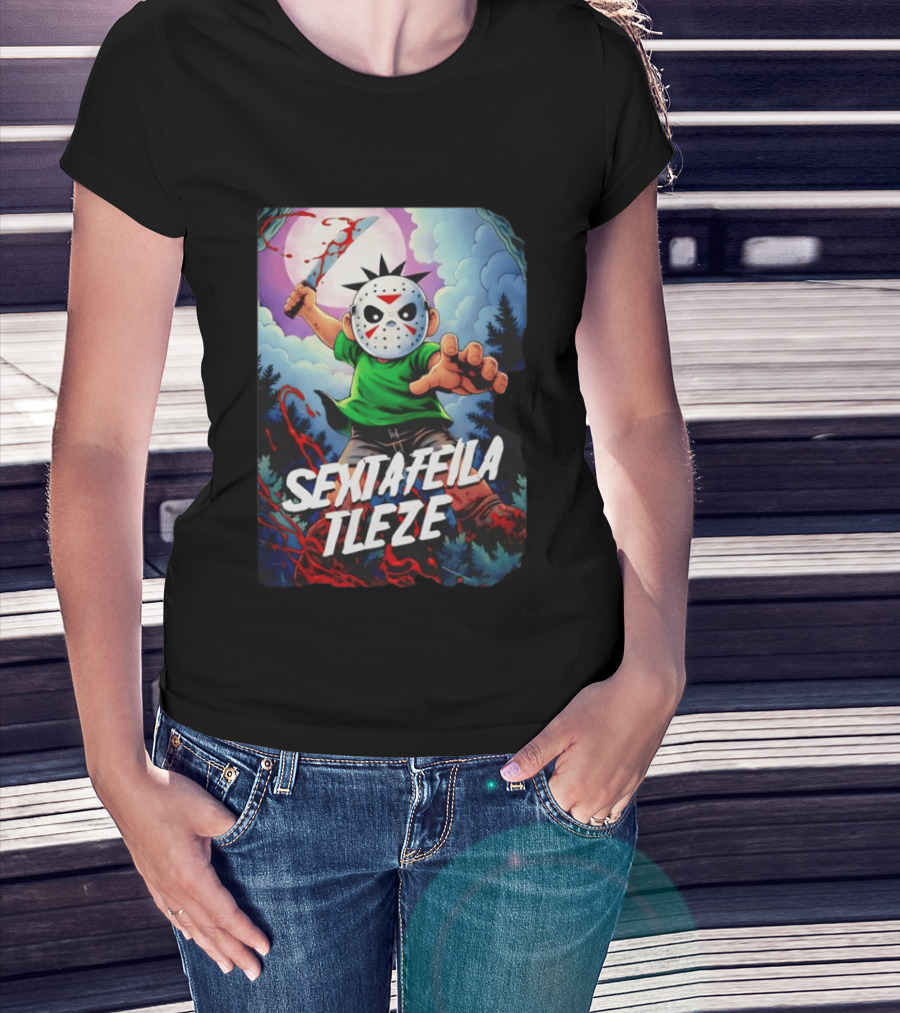 Jason Voorhees Sexta Feila Tleze Chibi Masked Character With Knife T-Shirt