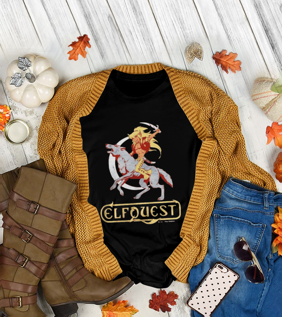 ElfQuest Cutter Riding Wolf Moon Fantasy T-Shirt