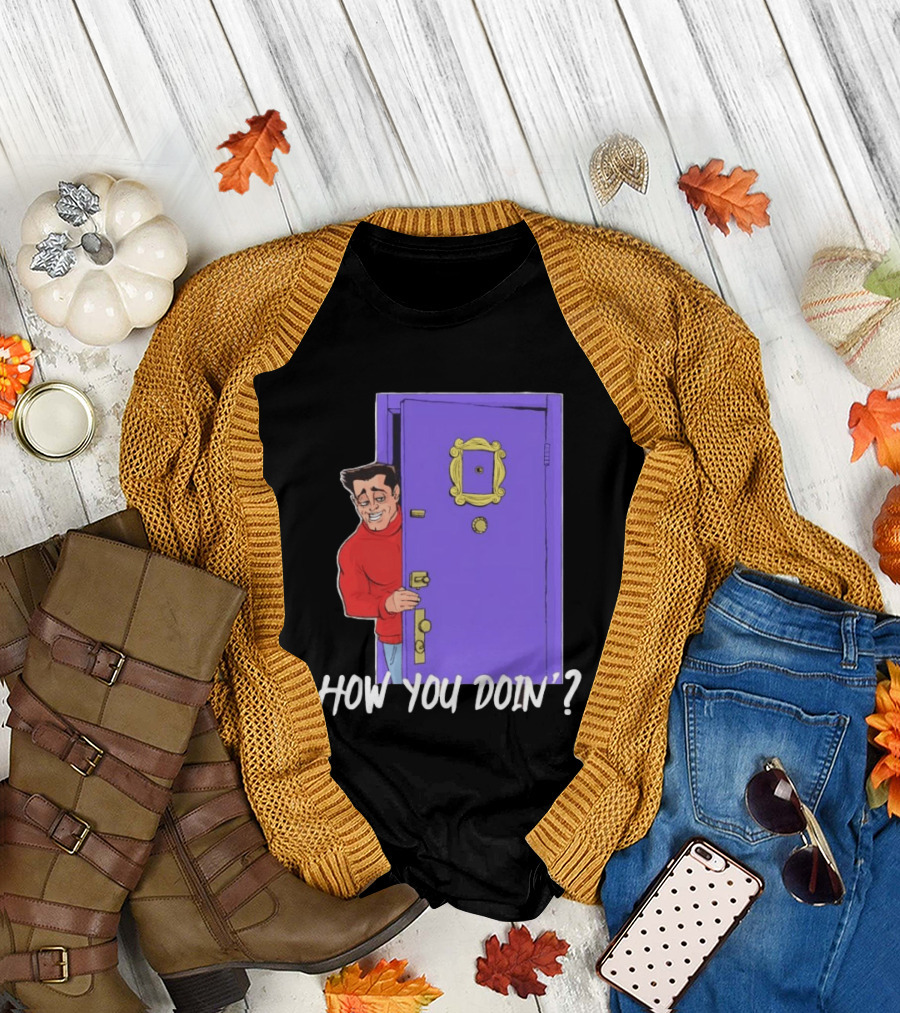 Joey Tribbiani How You Doin Cartoon Purple Door Iconic Phrase T-Shirt