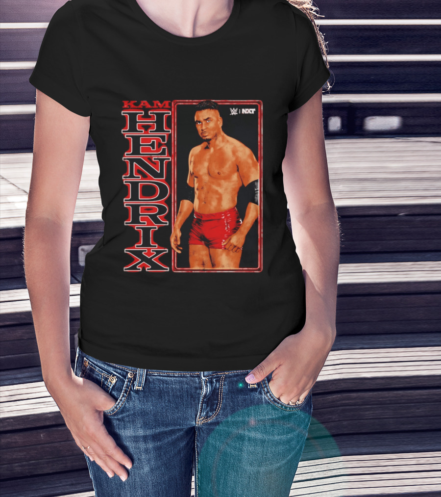 Kam Hendrix WWE NXT Vertical Name Red Trunks T-Shirt