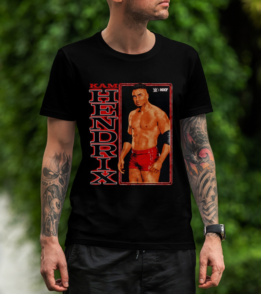 Kam Hendrix WWE NXT Vertical Name Red Trunks T-Shirt