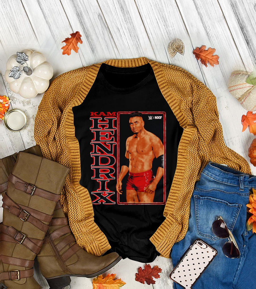 Kam Hendrix WWE NXT Vertical Name Red Trunks T-Shirt