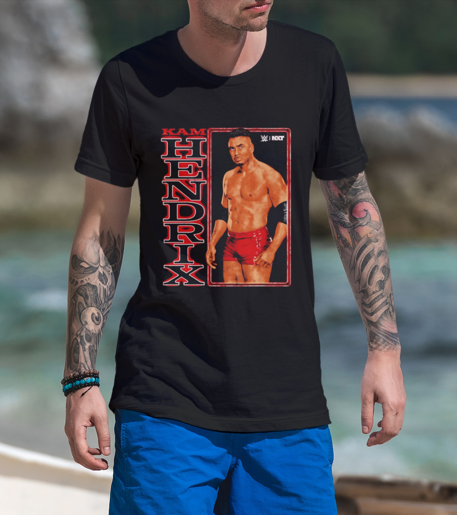 Kam Hendrix WWE NXT Vertical Name Red Trunks T-Shirt