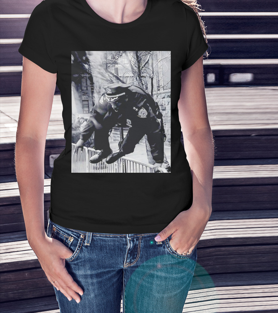 Chief Aaron Edwards American Hero Police Officer Jumping Fence T-Shirt