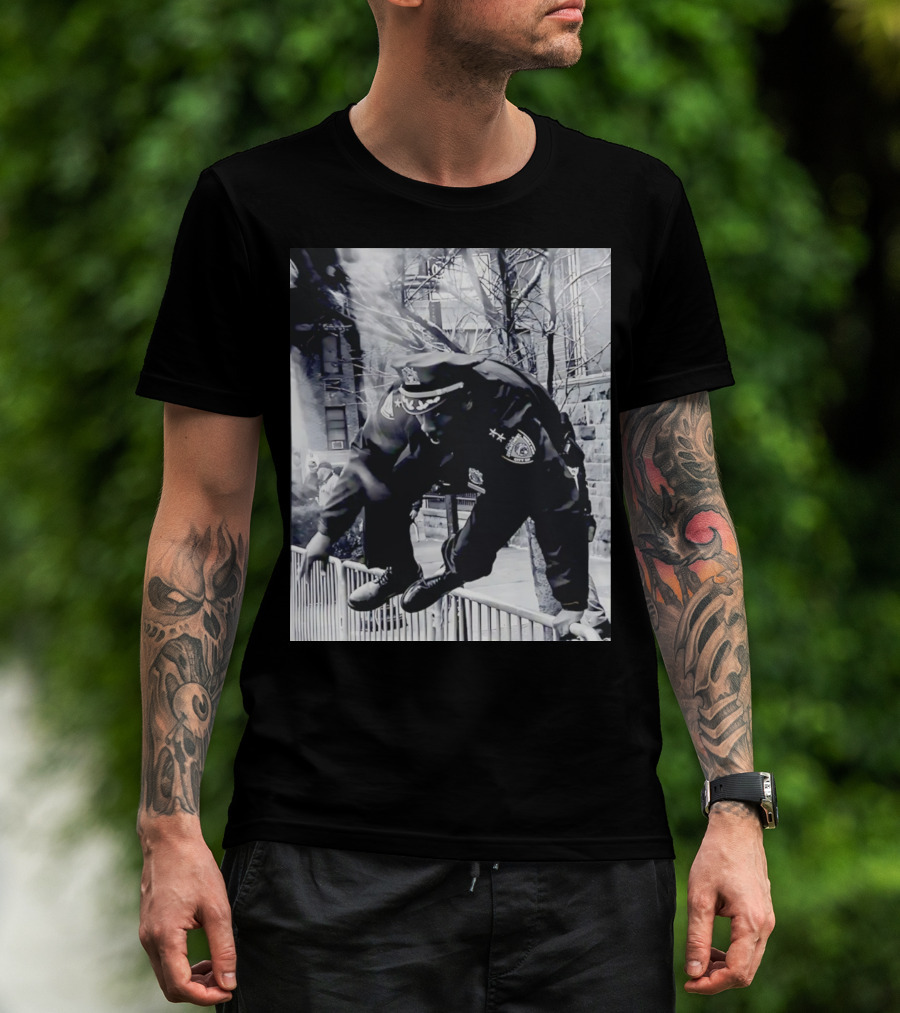 Chief Aaron Edwards American Hero Police Officer Jumping Fence T-Shirt