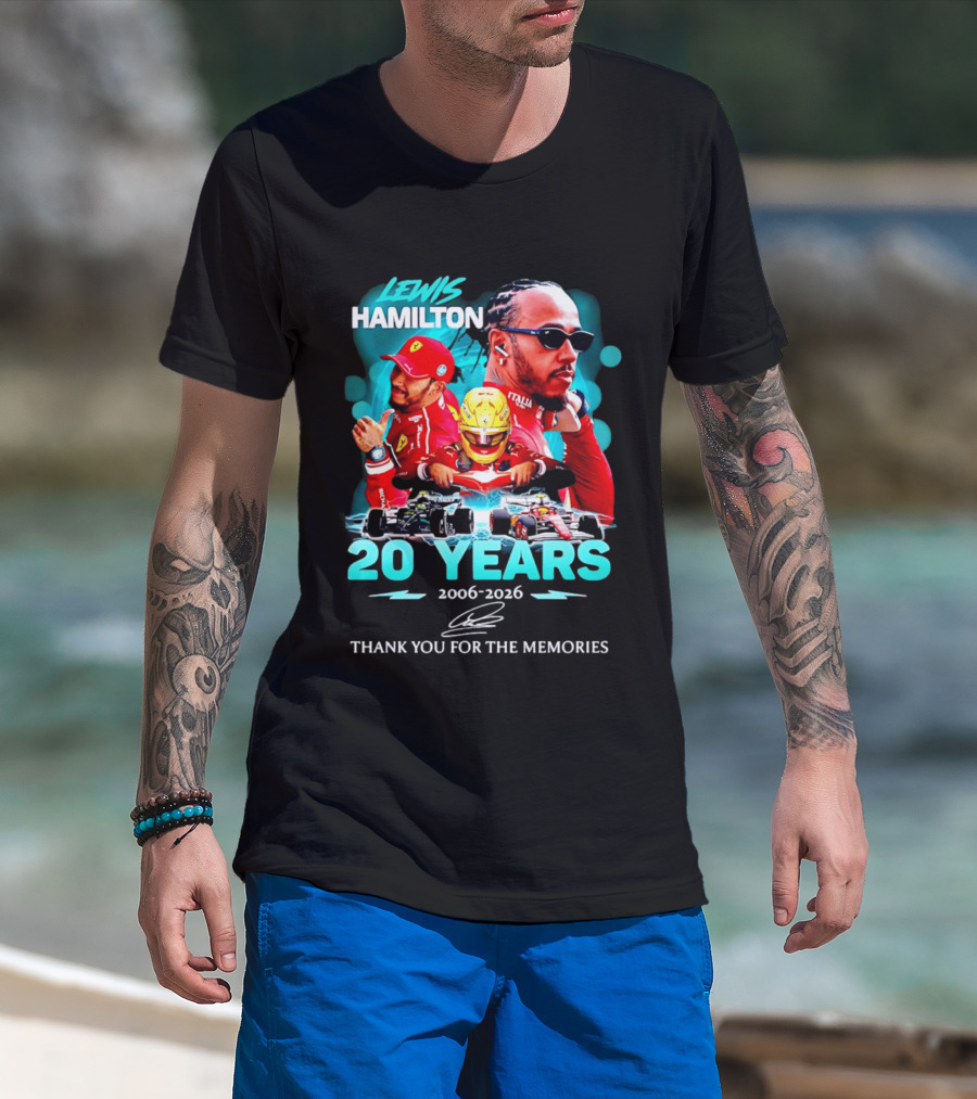 Lewis Hamilton 20 Years 2006 2026 Thank You For The Memories Ferrari F1 Racing Celebration T-Shirt