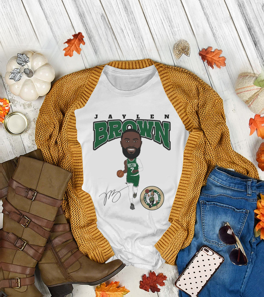 Jaylen Brown Boston Celtics Hardwood Comic Celtics Player Caricature T-Shirt