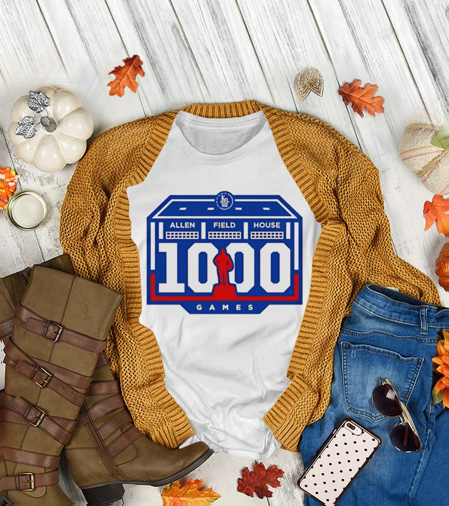 Kansas Jayhawks Allen Fieldhouse 1000 Games Celebration T-Shirt