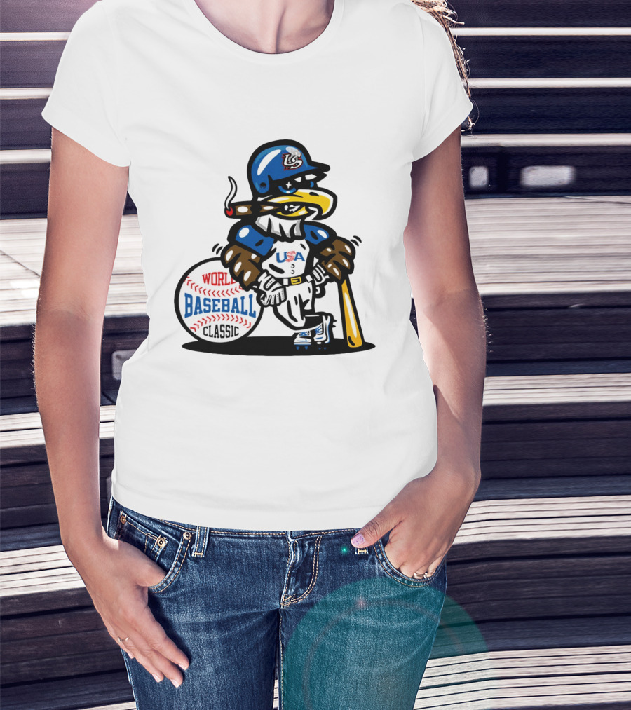 USA Baseball Eagle Mascot World Baseball T-Shirt