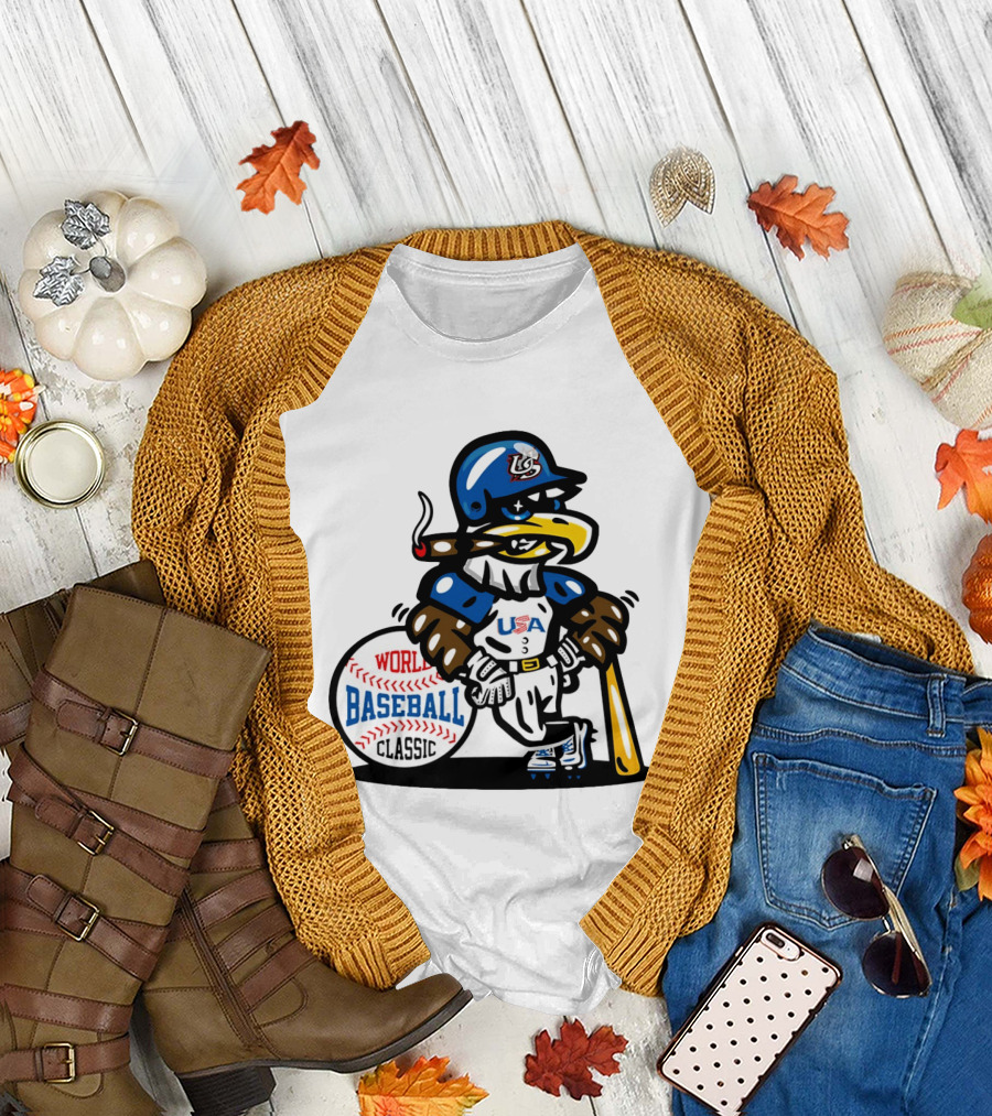 USA Baseball Eagle Mascot World Baseball T-Shirt