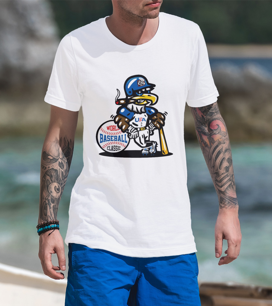 USA Baseball Eagle Mascot World Baseball T-Shirt