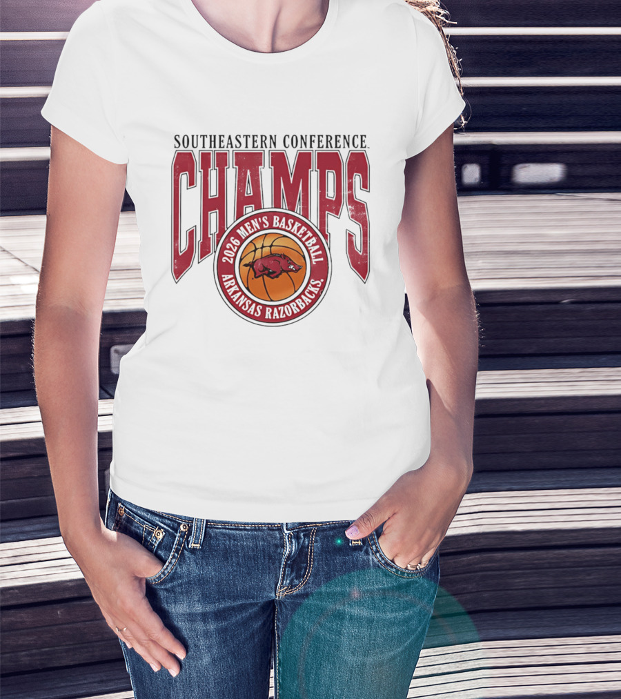 2026 Arkansas Razorbacks Men's Basketball Southeastern Conference Champs T-Shirt
