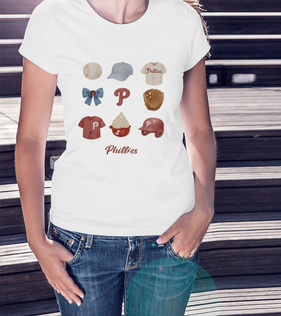 Phillies Coquette Bow Baseball Game Day Cap Jersey Glove Helmet Cupcake T-Shirt