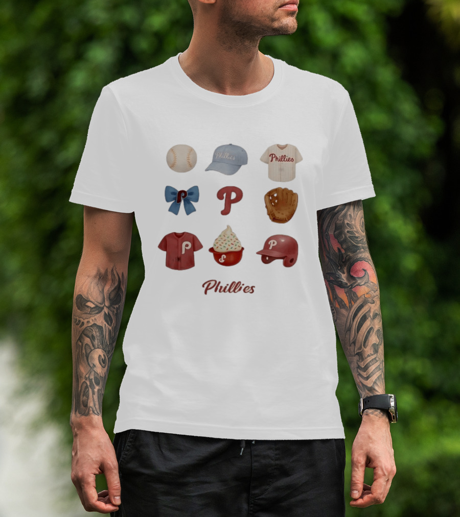 Phillies Coquette Bow Baseball Game Day Cap Jersey Glove Helmet Cupcake T-Shirt
