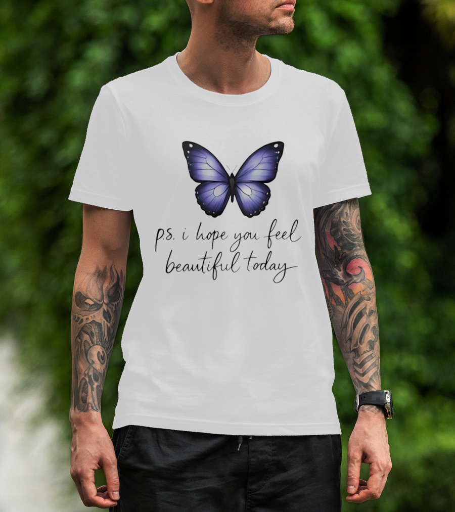 Charlotte Flair P.S. I Hope You Feel Beautiful Today Blue Butterfly T-Shirt