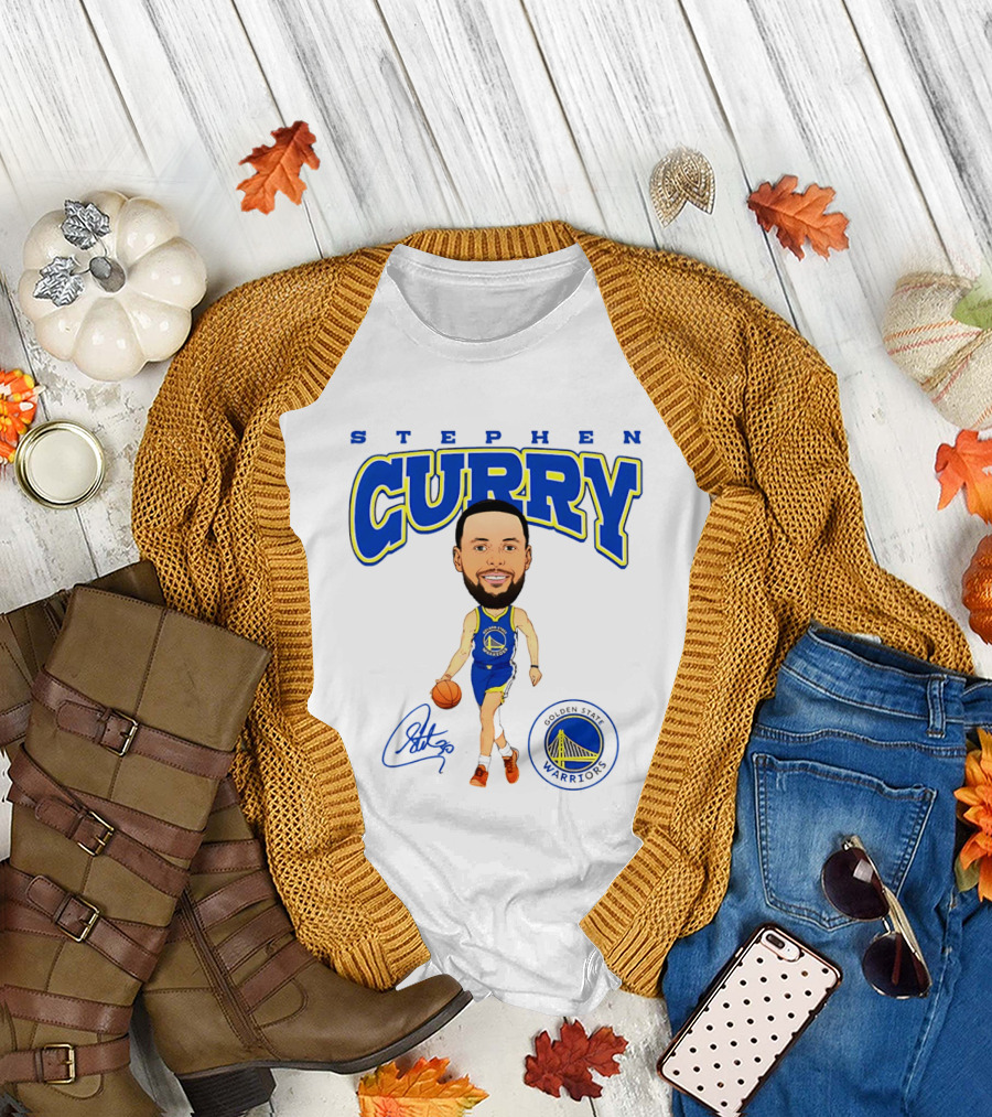 Stephen Curry Golden State Warriors Hardwood Comic Player Signature T-Shirt