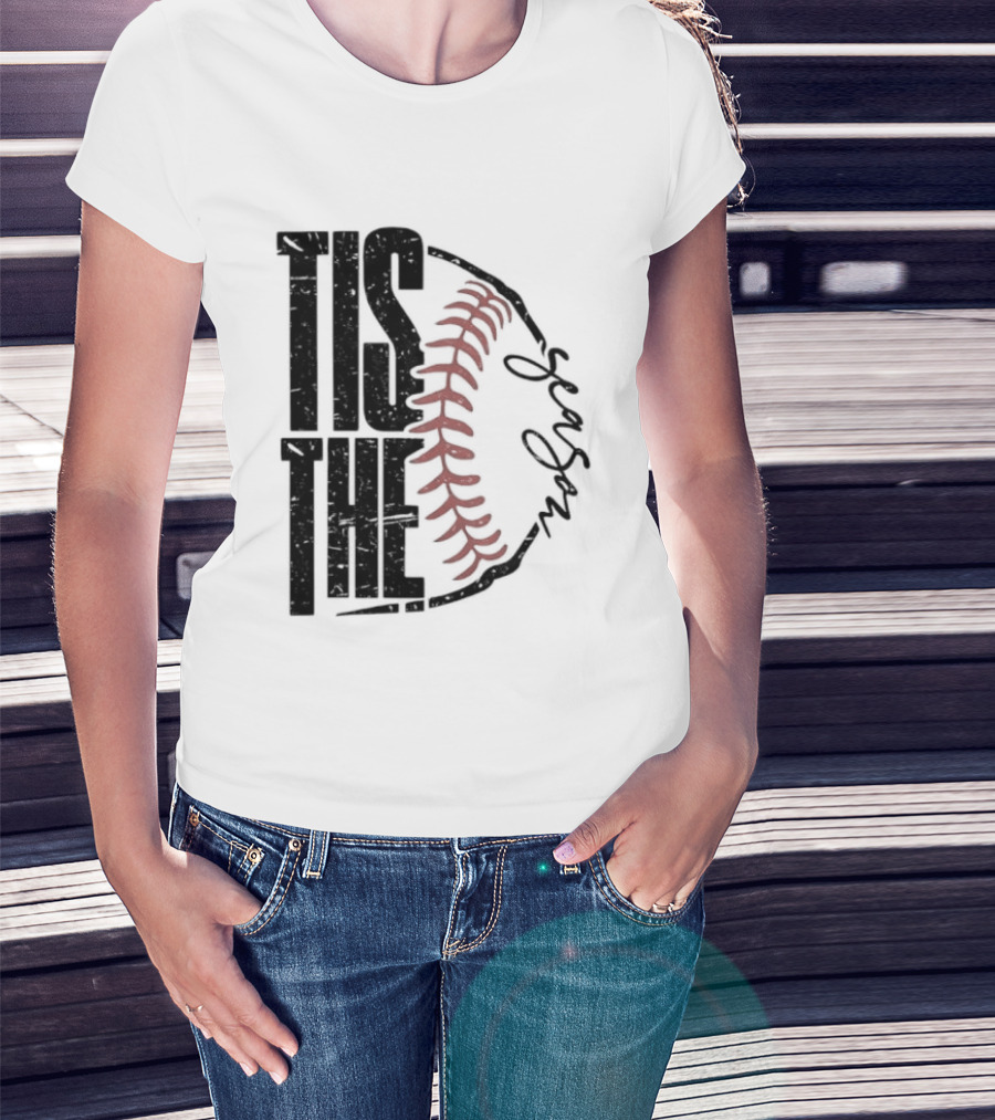 Tis The Season Baseball Stitch Spiral T-Shirt