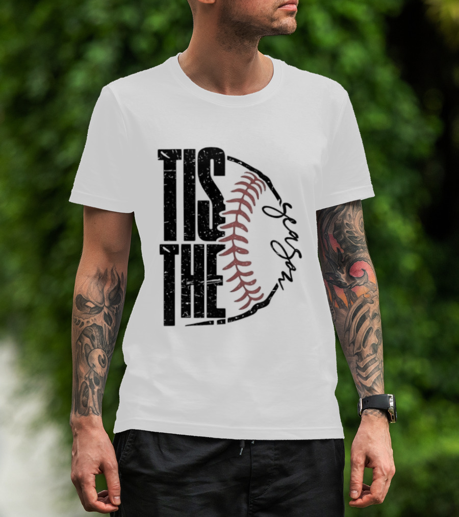 Tis The Season Baseball Stitch Spiral T-Shirt