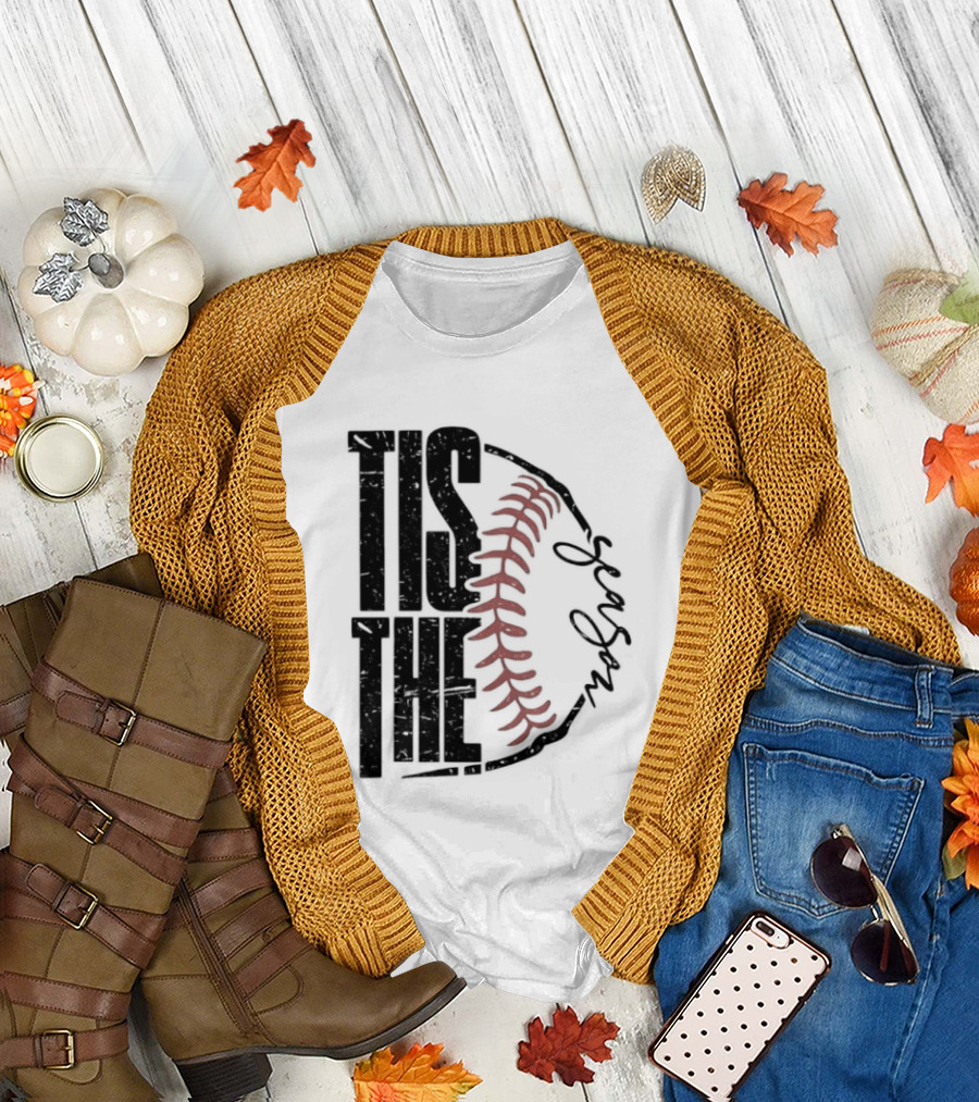 Tis the Season Baseball Stitch Spiral T-Shirt