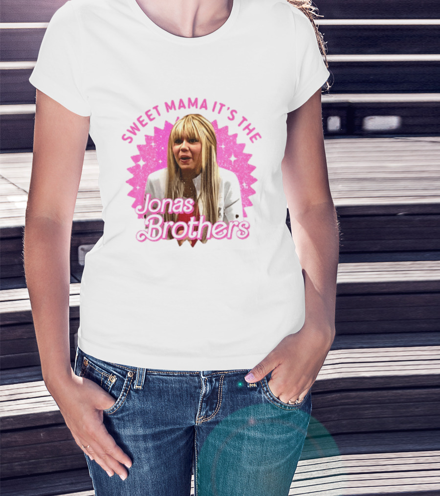 Sweet Mama It's The Jonas Brothers Blond Character Pink Sparkle T-Shirt