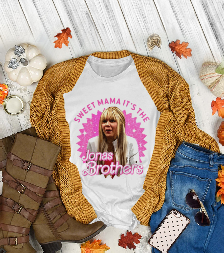 Sweet Mama It's The Jonas Brothers Blond Character Pink Sparkle T-Shirt